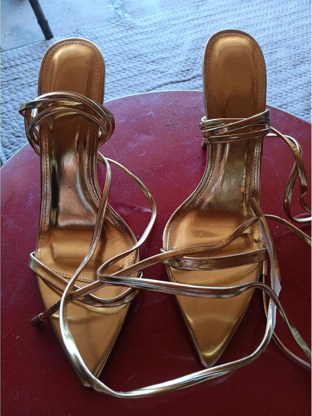 Gold Strappy High Heel Sandals Size 9